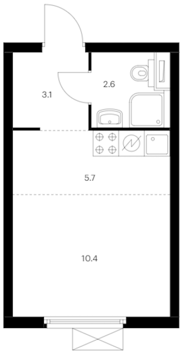 Квартира студия 21.8 м², 8/11 эт., ЖК «Витебский парк»